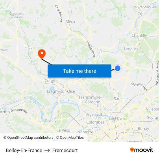 Belloy-En-France to Fremecourt map
