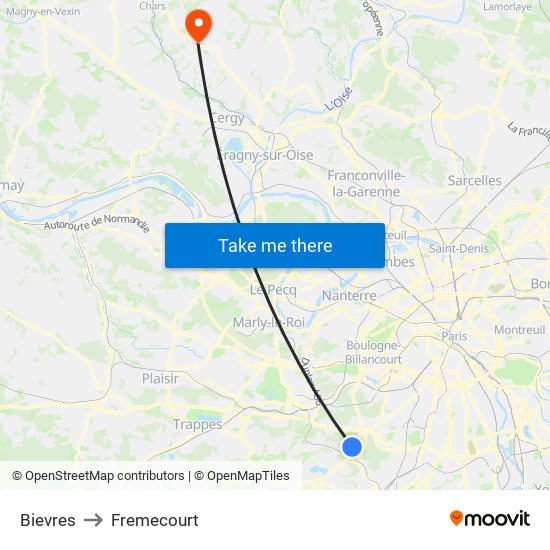 Bievres to Fremecourt map