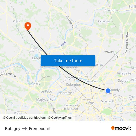 Bobigny to Fremecourt map