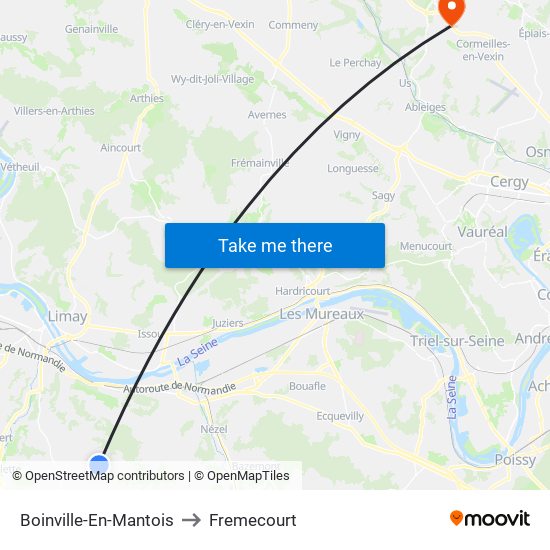 Boinville-En-Mantois to Fremecourt map