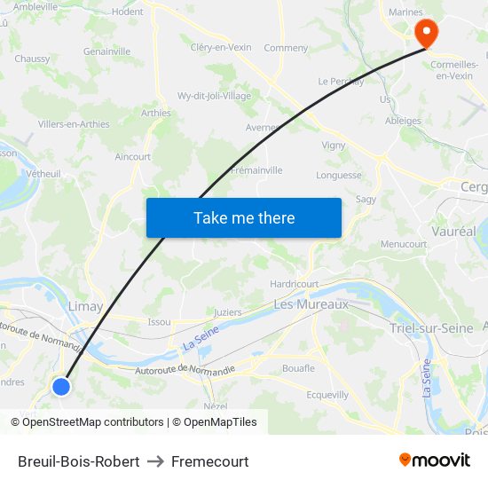 Breuil-Bois-Robert to Fremecourt map