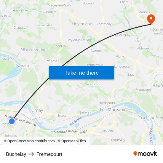Buchelay to Fremecourt map