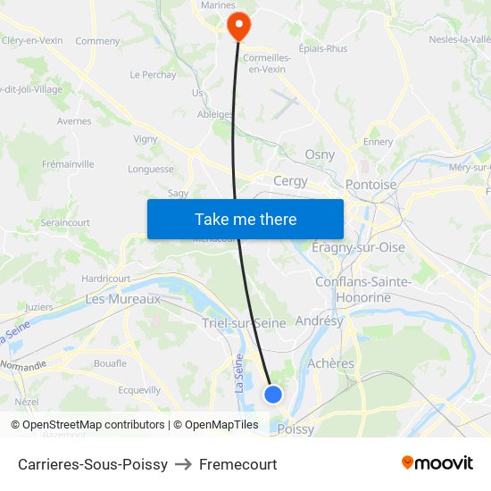 Carrieres-Sous-Poissy to Fremecourt map