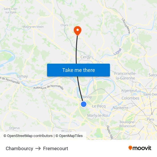 Chambourcy to Fremecourt map
