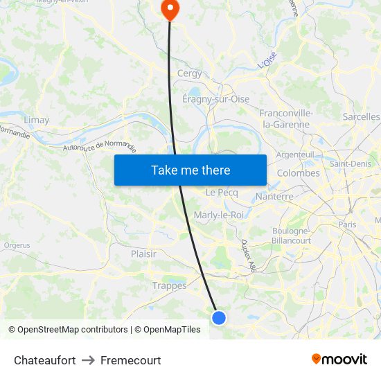 Chateaufort to Fremecourt map