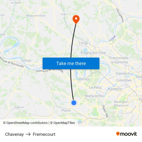 Chavenay to Fremecourt map