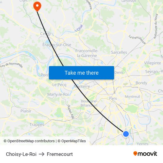 Choisy-Le-Roi to Fremecourt map