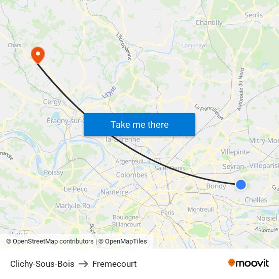 Clichy-Sous-Bois to Fremecourt map