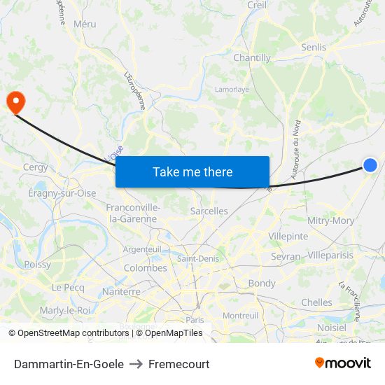 Dammartin-En-Goele to Fremecourt map