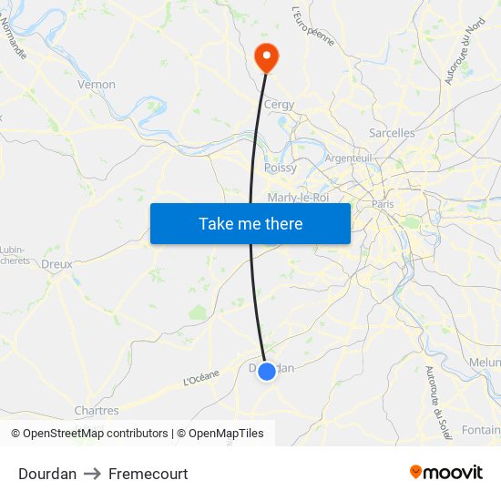 Dourdan to Fremecourt map