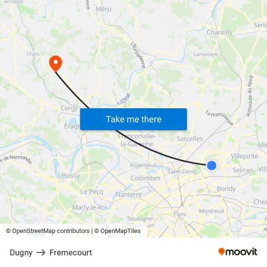 Dugny to Fremecourt map