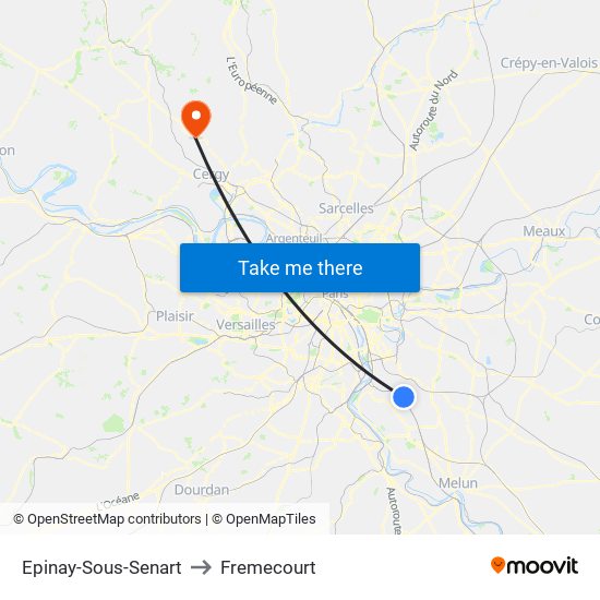 Epinay-Sous-Senart to Fremecourt map