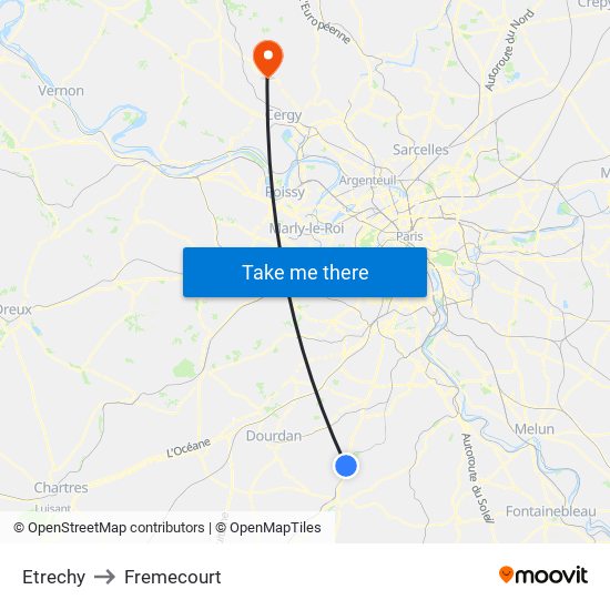 Etrechy to Fremecourt map