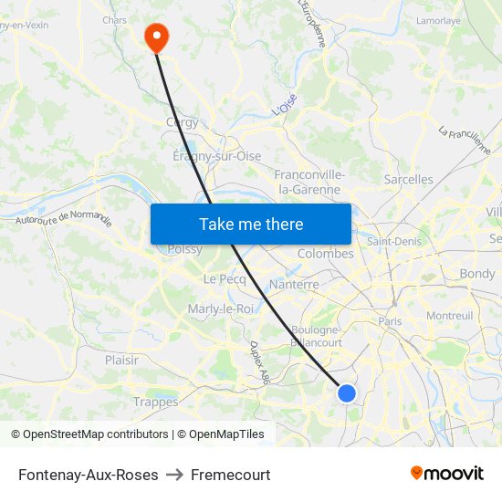 Fontenay-Aux-Roses to Fremecourt map