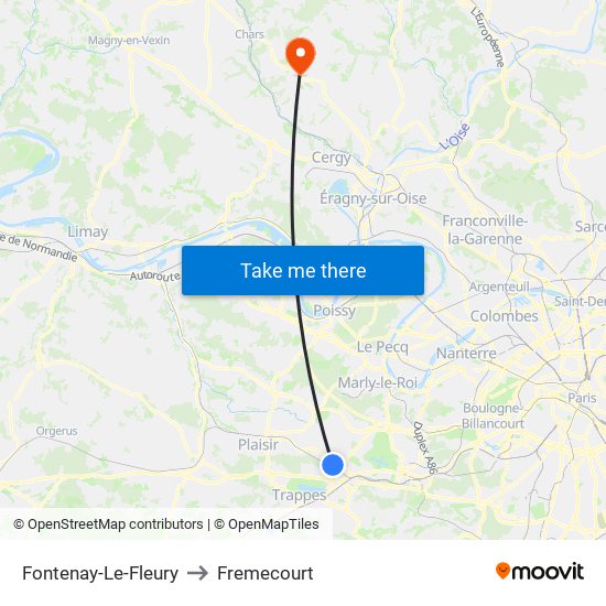 Fontenay-Le-Fleury to Fremecourt map
