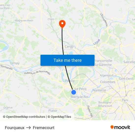 Fourqueux to Fremecourt map