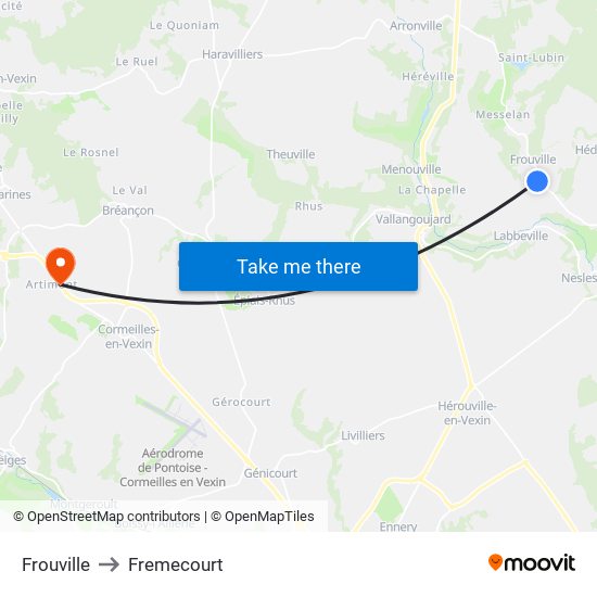 Frouville to Fremecourt map