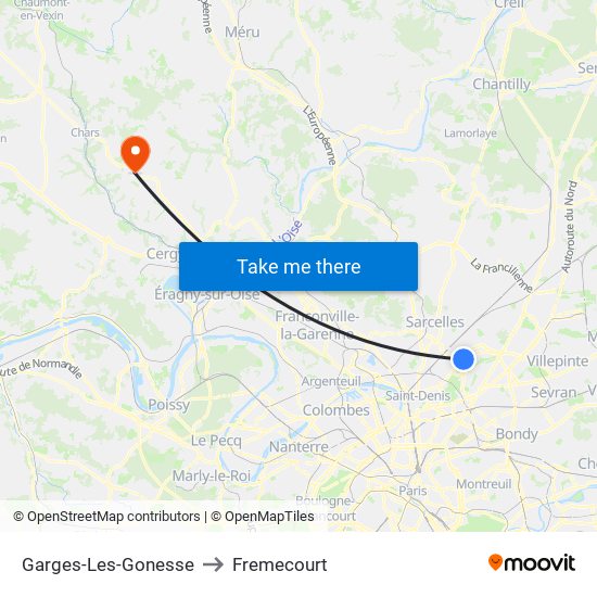 Garges-Les-Gonesse to Fremecourt map
