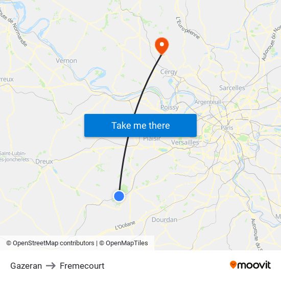 Gazeran to Fremecourt map