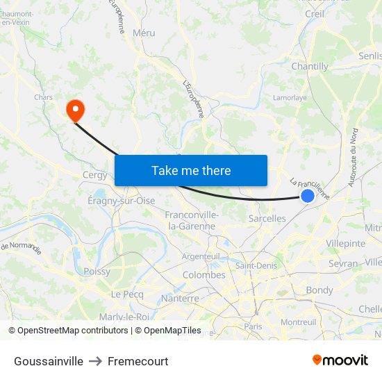 Goussainville to Fremecourt map