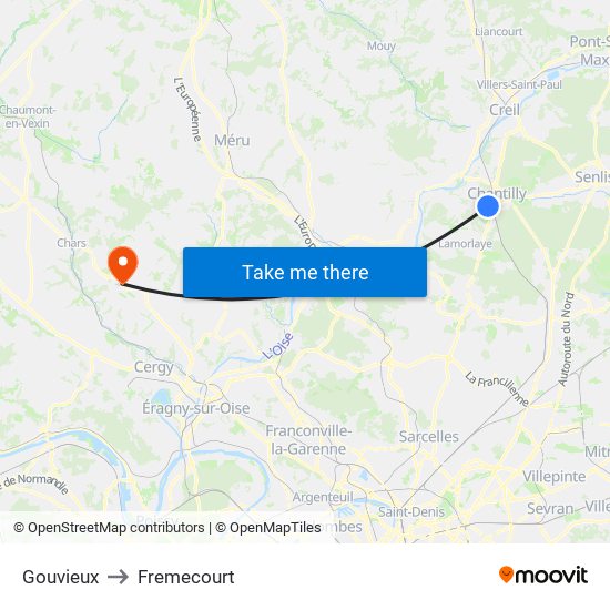 Gouvieux to Fremecourt map