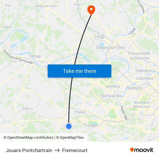 Jouars-Pontchartrain to Fremecourt map