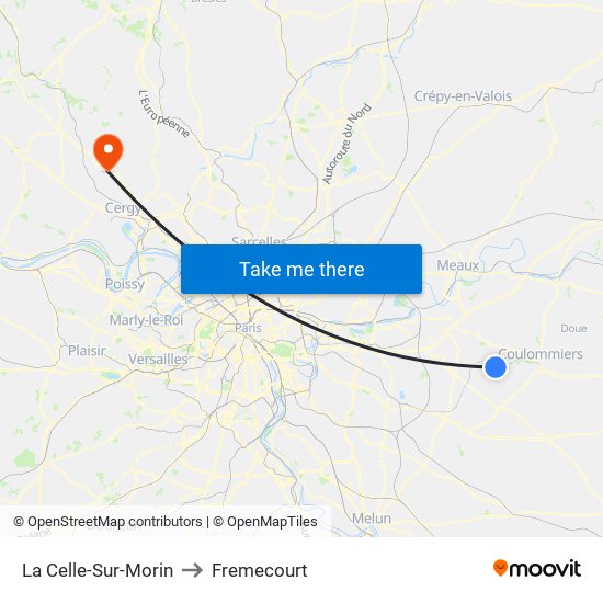 La Celle-Sur-Morin to Fremecourt map