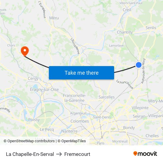 La Chapelle-En-Serval to Fremecourt map