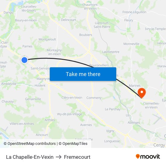 La Chapelle-En-Vexin to Fremecourt map