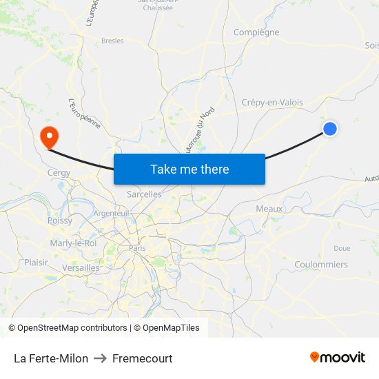 La Ferte-Milon to Fremecourt map