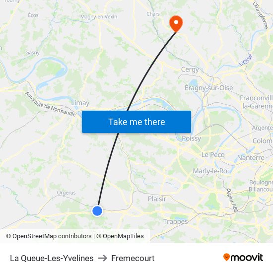 La Queue-Les-Yvelines to Fremecourt map
