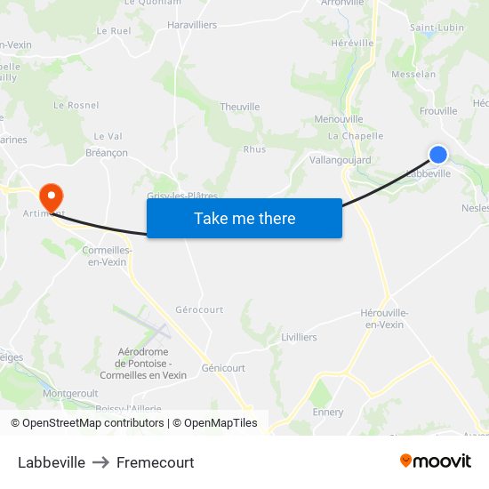 Labbeville to Fremecourt map