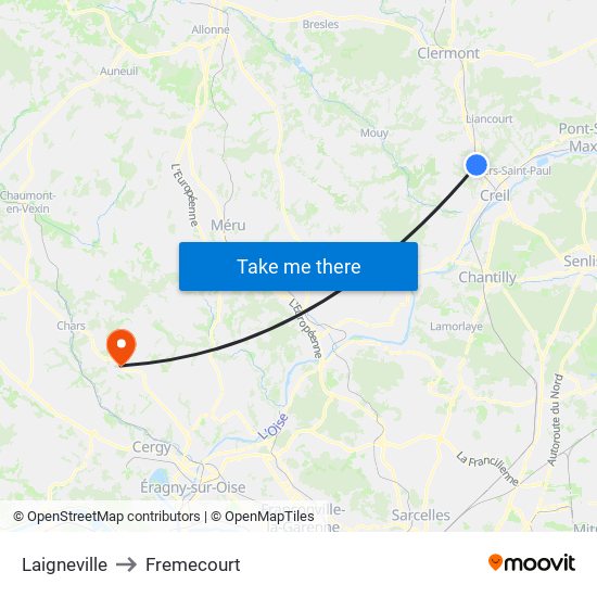 Laigneville to Fremecourt map