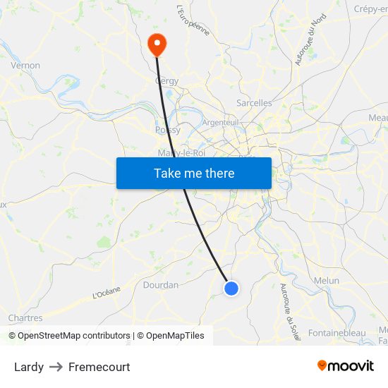 Lardy to Fremecourt map