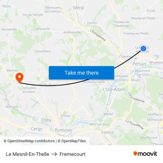 Le Mesnil-En-Thelle to Fremecourt map
