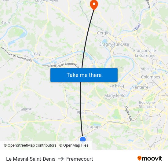 Le Mesnil-Saint-Denis to Fremecourt map