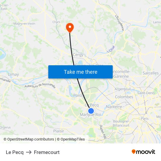 Le Pecq to Fremecourt map