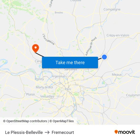 Le Plessis-Belleville to Fremecourt map