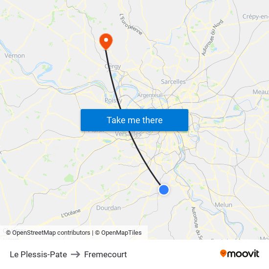 Le Plessis-Pate to Fremecourt map