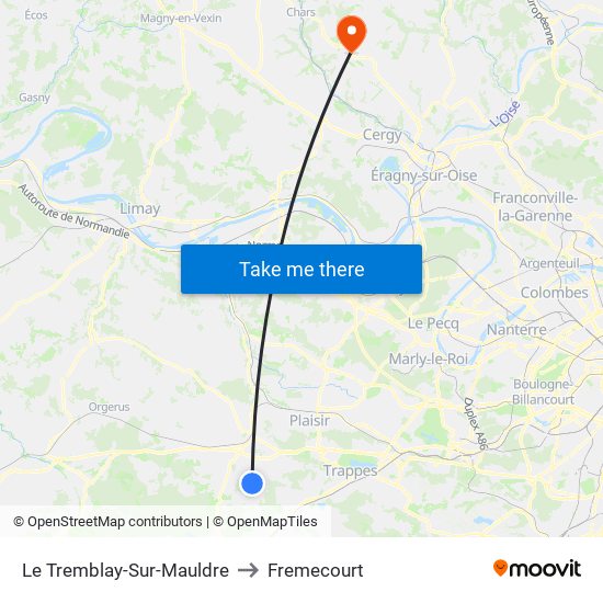 Le Tremblay-Sur-Mauldre to Fremecourt map