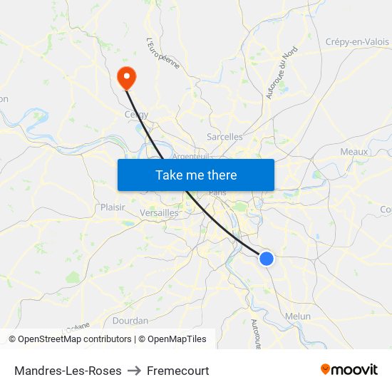 Mandres-Les-Roses to Fremecourt map