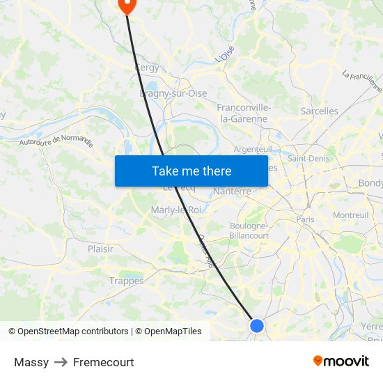 Massy to Fremecourt map