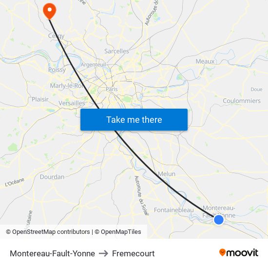 Montereau-Fault-Yonne to Fremecourt map