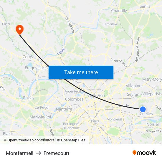Montfermeil to Fremecourt map