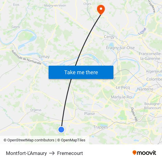 Montfort-L'Amaury to Fremecourt map