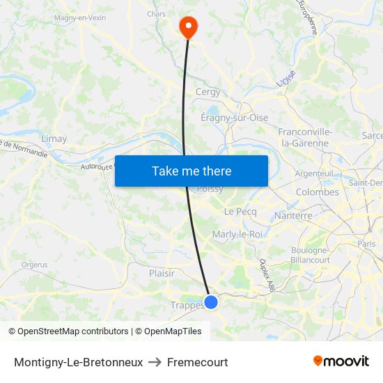Montigny-Le-Bretonneux to Fremecourt map