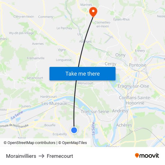 Morainvilliers to Fremecourt map