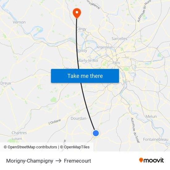 Morigny-Champigny to Fremecourt map