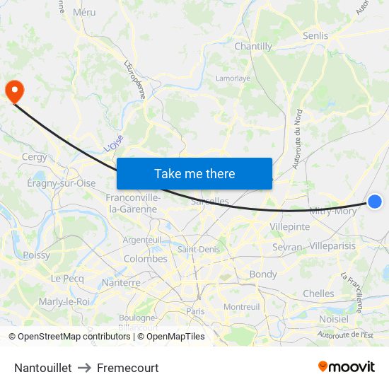 Nantouillet to Fremecourt map