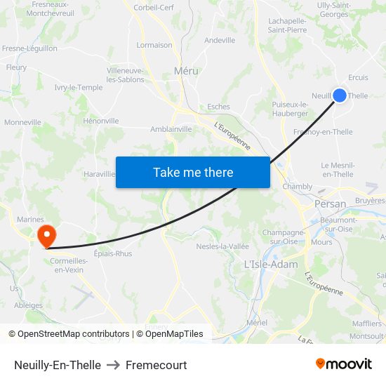 Neuilly-En-Thelle to Fremecourt map